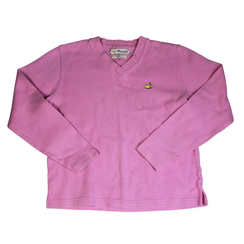 Magnolia Lane Sweater Womens Small Pink Masters Golf Cotton V Neck Preppy